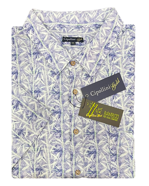 Cipollini Gold Bamboo S/S Shirt Blue Green Shrub