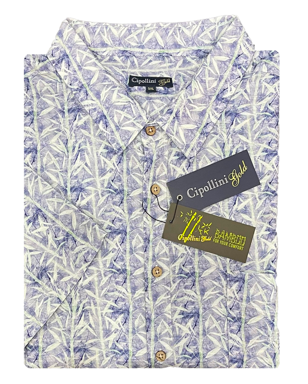 Cipollini Gold Bamboo S/S Shirt Blue Green Shrub