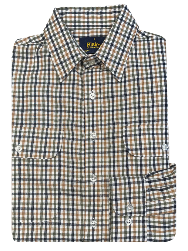 Bisley Brushed Cotton Small Check LS Shirt