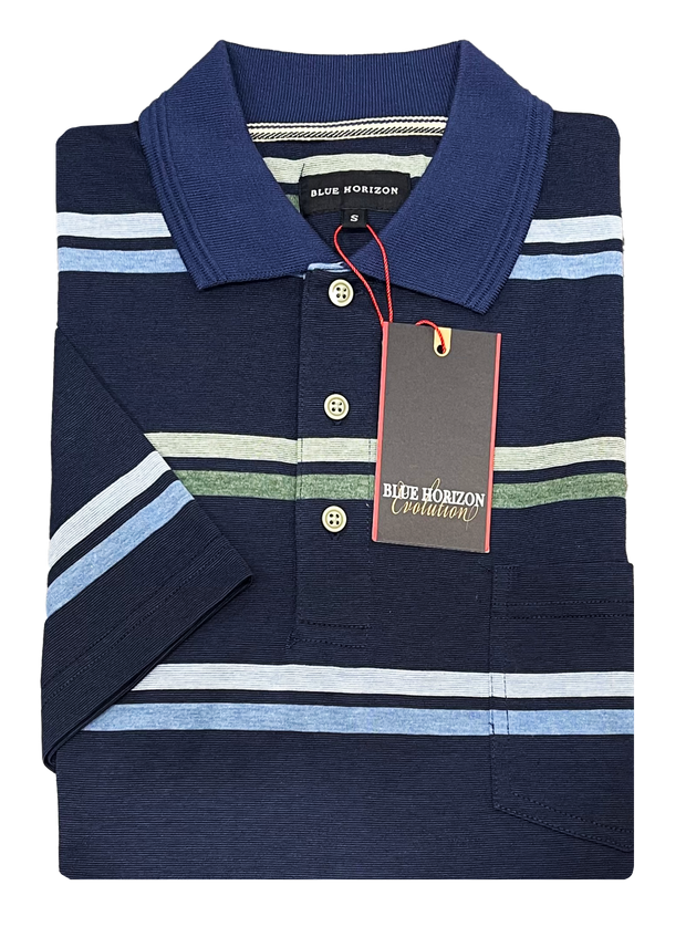 Blue Horizon Striped Polo BH48425