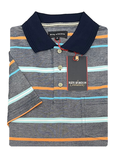 Blue Horizon Stripe Polo BH48420