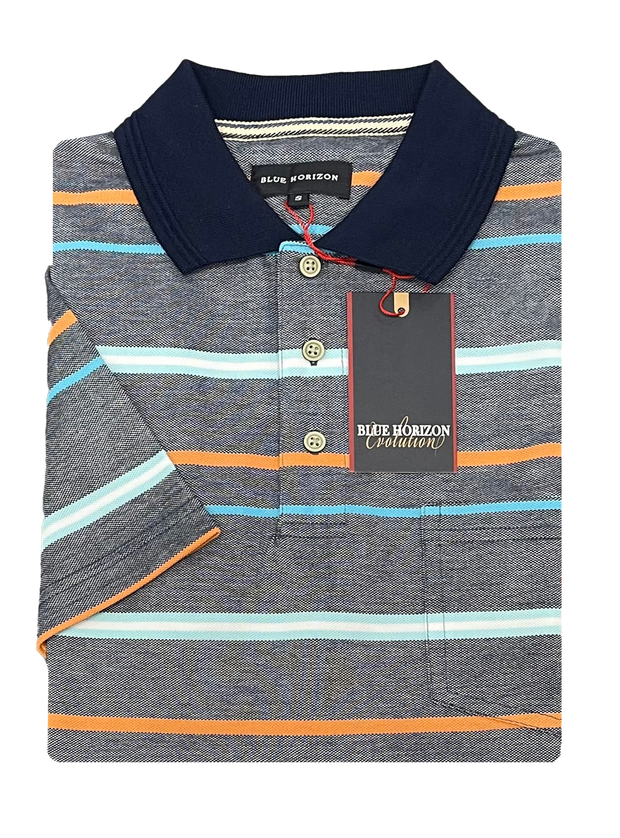 Blue Horizon Stripe Polo BH48420