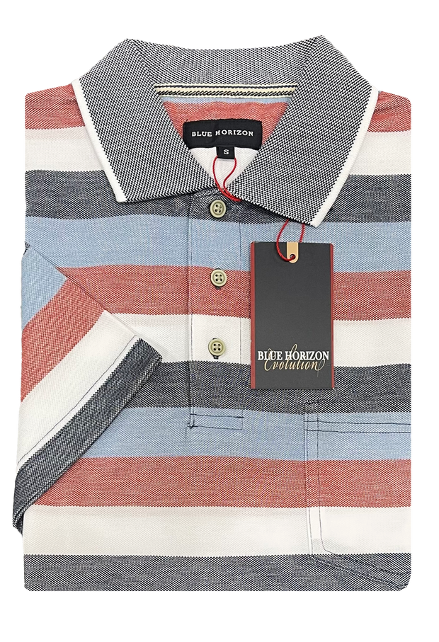 Blue Horizon Striped Polo BH48421