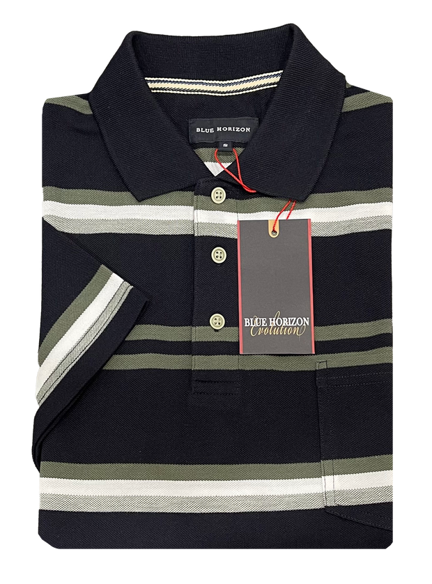 Blue Horizon Striped Polo BH48426