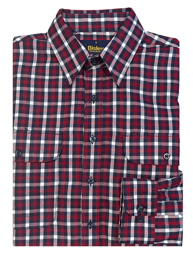 Bisley Brushed Cotton Small Check LS Shirt