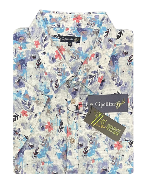 Cipollini Gold Bamboo S/S Shirt Red flower