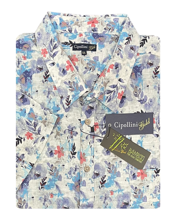 Cipollini Gold Bamboo S/S Shirt Red flower