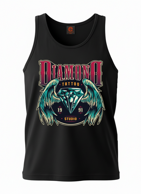 Ellusion Diamond Tattoo Printed Cotton Singlet