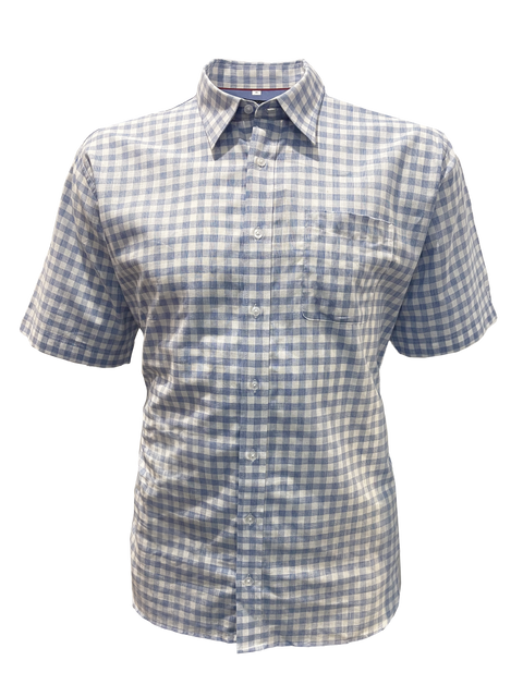 Perrone Axel Easy Care Linen Check S/S Shirt