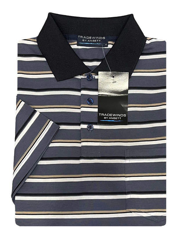 Tradewinds Jersey Stripe Polo TW4807