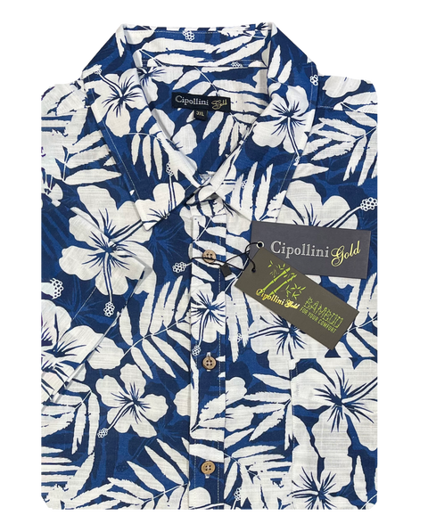 Cipollini Gold Bamboo S/S Shirt White flower
