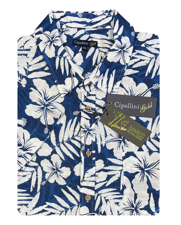 Cipollini Gold Bamboo S/S Shirt White flower