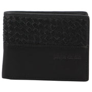 Woven-Embossed Leather Men's Tri-Fold Wallet