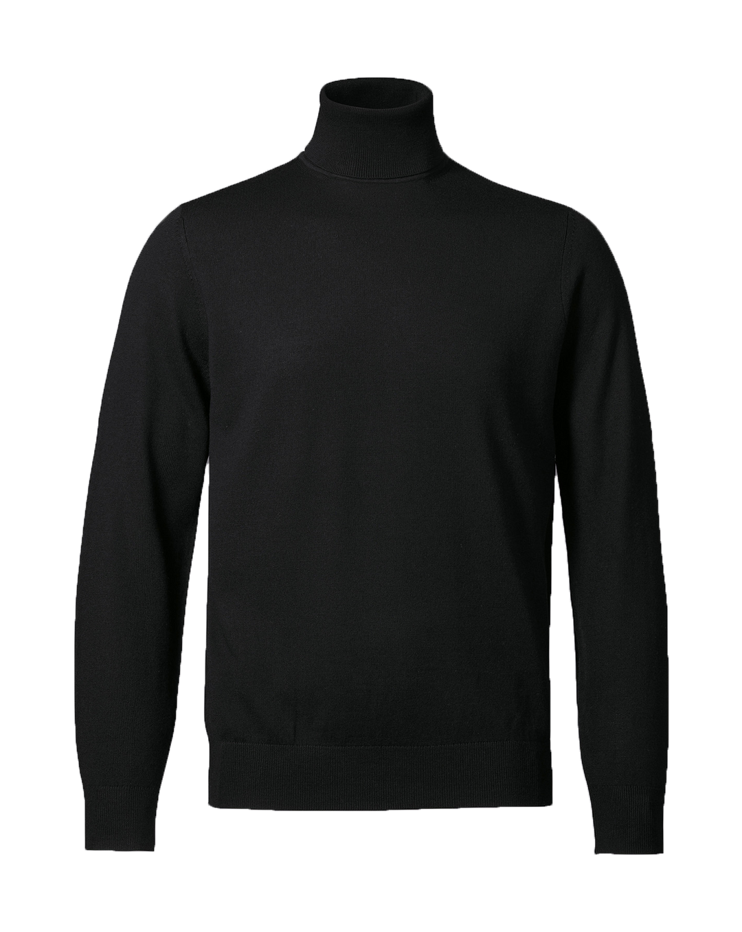 ANSETT BLACK MERINO WOOL ROLL KNECK Hughes Menswear